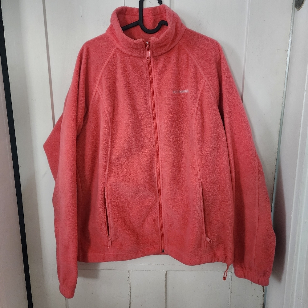 Columbia Womens Zip Up Coral Pink Fleece Size XL (B)